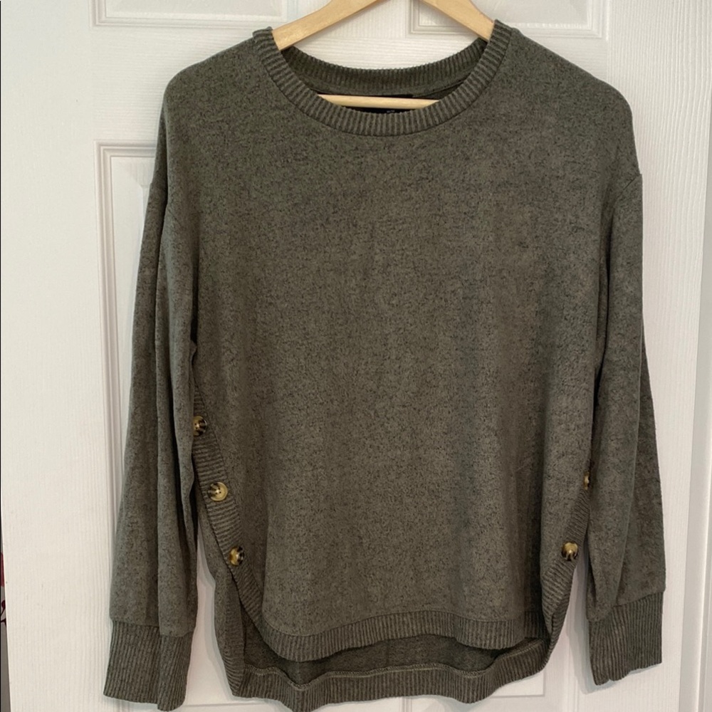 Tribal brand Olive Green Sweater with Button Accents, Cozy, Size Med